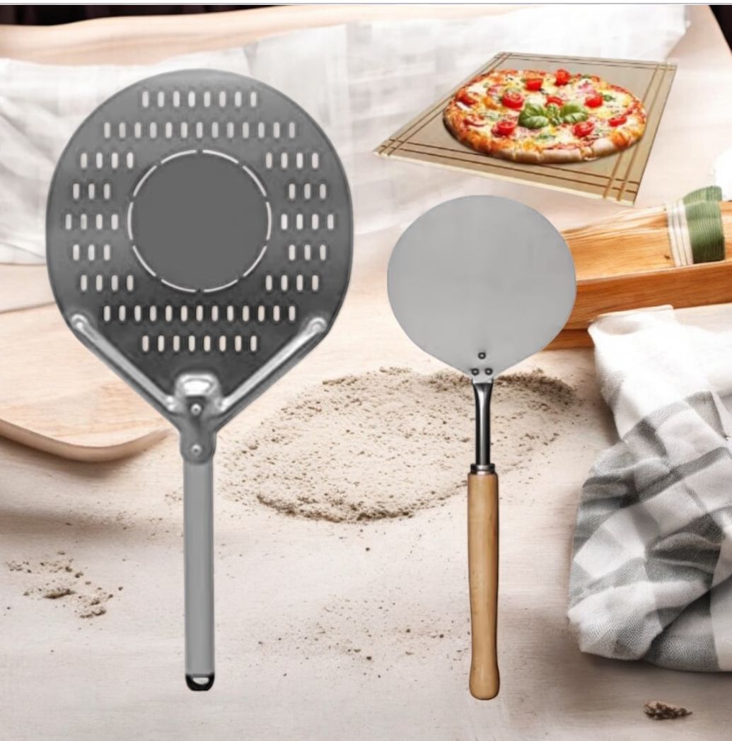 KIT TONDO  PALA PER PIZZA FORATA CON TAGLIERE